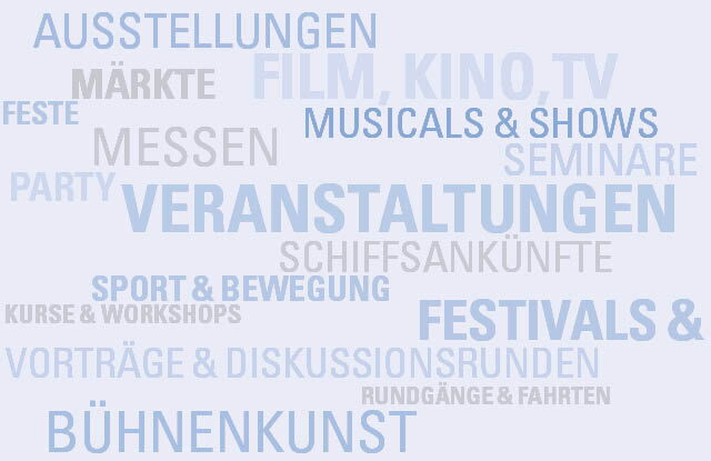 Symbolbild mit Namen von Veranstaltungskategorien